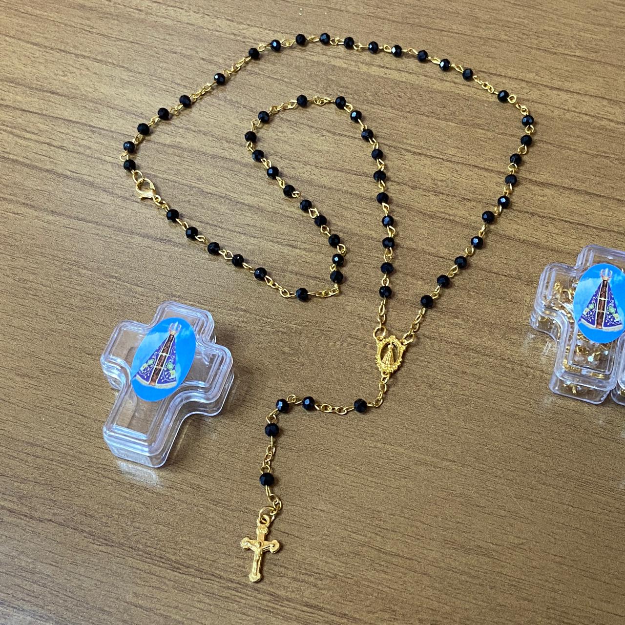 TERÇO CRISTAL NOSSA SENHORA APARECIDA CORES SORTIDAS MOD3 4MM  ( 6 UNIDADES)