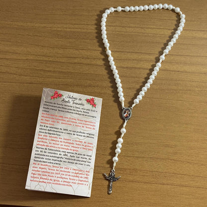 TERÇO PÉROLA SANTA TERESINHA BRANCO 8MM (1 UNIDADE)