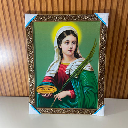 QUADRO COM MOLDURA RESINADO SANTA LUZIA 44CMX34CM (1 UNIDADE)