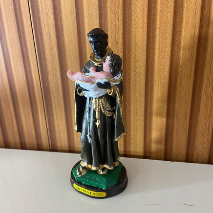 IMAGEM DE RESINA NACIONAL SÃO BENEDITO 15CM (1 UNIDADE)