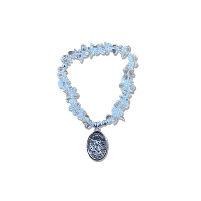 PULSEIRA CRISTAL SÃO MIGUEL ARCANJO E ANJO DA GUARDA  ( 1 UNIDADE)