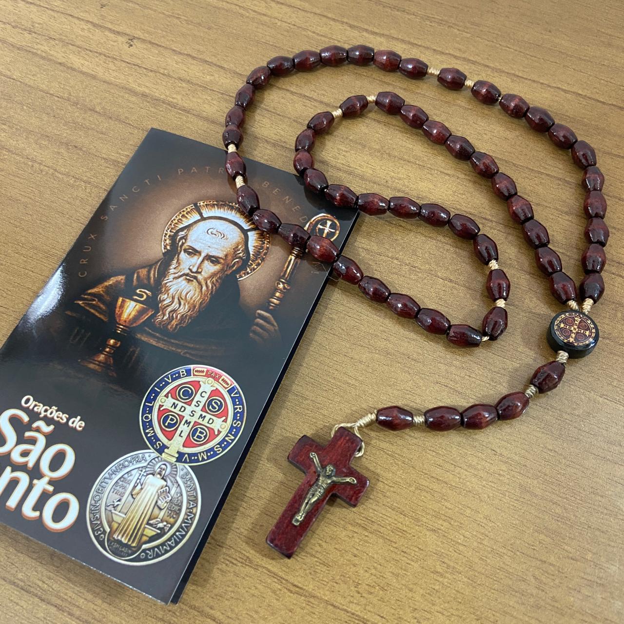 TERÇO DE MADEIRA SÃO BENTO 8MM (3 UNIDADES)