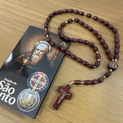 TERÇO DE MADEIRA SÃO BENTO 8MM (3 UNIDADES)