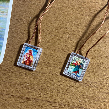 ESCAPULÁRIO CORDINHA NOSSA SENHORA DO CARMO E SÃO CRISTÓVÃO (12 UNIDADES)