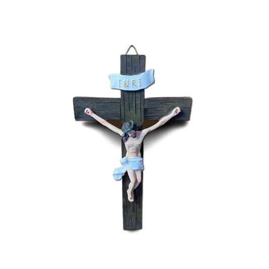 CRUCIFIXO DE RESINA IMPORTADA PAREDE 23CM (1 UNIDADE)