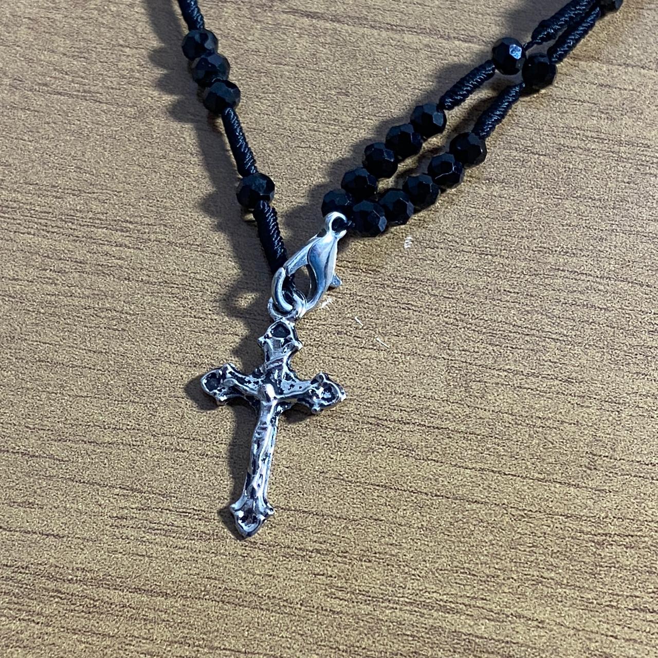 TERÇO PULSEIRA CRISTAL NOSSA SENHORA APARECIDA PRETO  (3 UNIDADES)