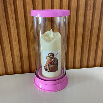 PORTA VELA DE VIDRO G ROSA 18CM (1 UNIDADE)