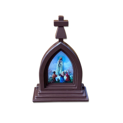 CAPELA ACRÍLICA G NOSSA SENHORA DE FÁTIMA MARROM 18X12CM (1 UNIDADE)