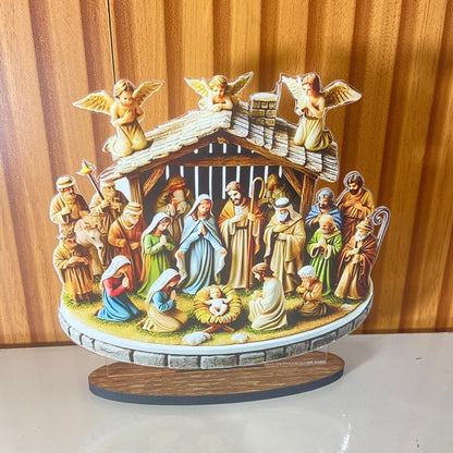 ADORNO DE MESA ACRÍLICO RESINADO PRESÉPIO MOD1 15CM (1 UNIDADE)