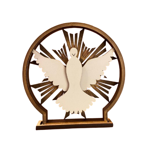 ADORNO DE MESA MDF MANDALA DIVINO ESPÍRITO SANTO 14,5CM (1 UNIDADE)