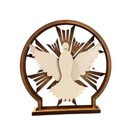ADORNO DE MESA MDF MANDALA DIVINO ESPÍRITO SANTO 14,5CM (1 UNIDADE)