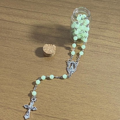 TERÇO NA GARRAFA FLUORESCENTE NOSSA SENHORA APARECIDA 6MM (12 UNIDADES)