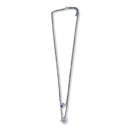 CONJUNTO COLARES PRATEADO DIVINO ESPÍRITO SANTO E CRUZ COM STRASS   (1 UNIDADE)