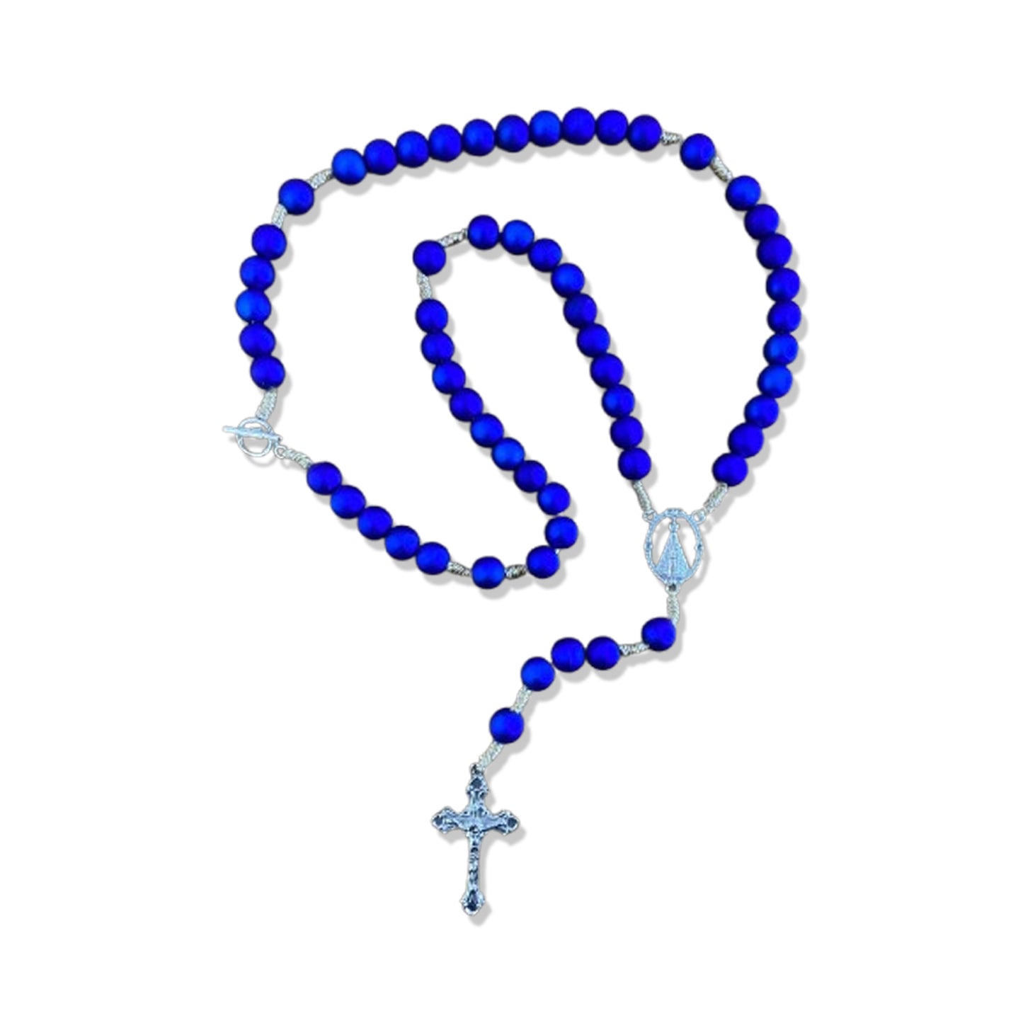 TERÇO PÉROLA AZUL NOSSA SENHORA APARECIDA 10MM  ( 6 UNIDADES)