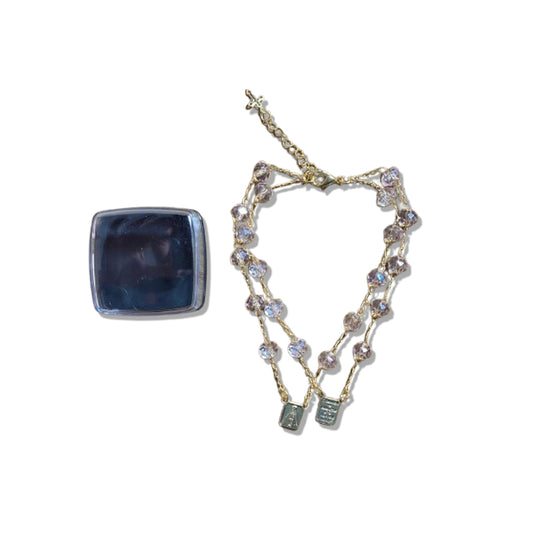 PULSEIRA ESCAPULARIO CRISTAL ROSA TRANSPARENTE (3 UNIDADES)
