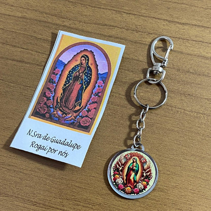 CHAVEIRO METAL DUPLA FACE COM MOSQUETE NOSSA SENHORA DE GUADALUPE (6 UNIDADES)