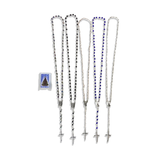 TERÇO CRISTAL NOSSA SENHORA APARECIDA CORES SORTIDAS MOD1 6MM  ( 6 UNIDADES)