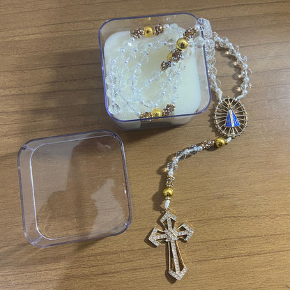 TERÇO DE NOIVA CRISTAL NOSSA SENHORA APARECIDA MOD4 10MM (1 UNIDADE)