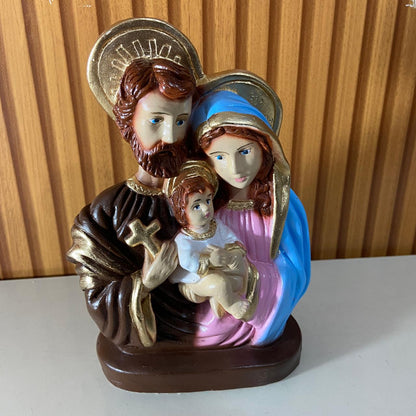 BUSTO DE GESSO SAGRADA FAMÍLIA 20CM (1 UNIDADE)