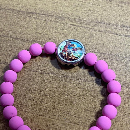 PULSEIRA EMBORRACHADA SÃO MIGUEL ARCANJO ROSA REGULÁVEL (6 UNIDADES)
