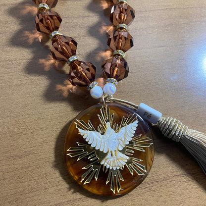 DEZENA CRISTAL DIVINO ESPÍRITO SANTO RESINADO 15MM  (1 UNIDADE)