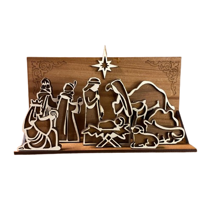 PRESÉPIO MDF  5 PEÇAS 9,5X17,0 CM (1 UNIDADE)