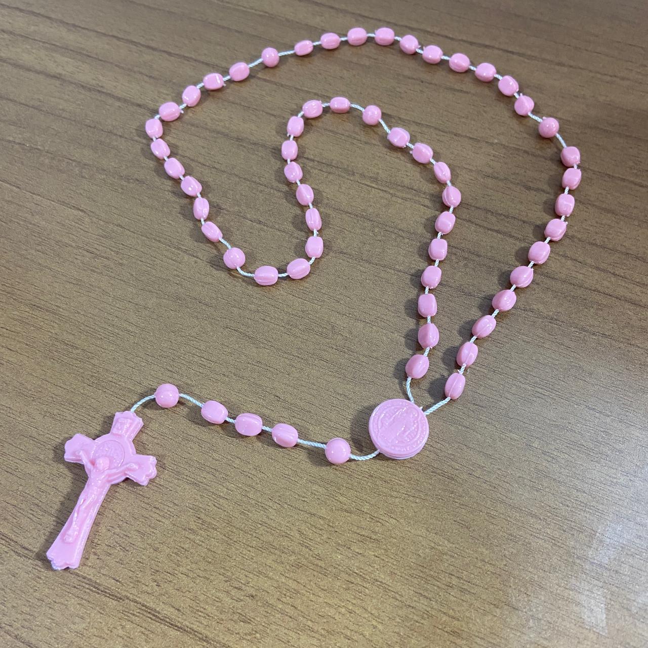 TERÇO ACRÍLICO G ROSA FOSCO 6MM (12 UNIDADES)