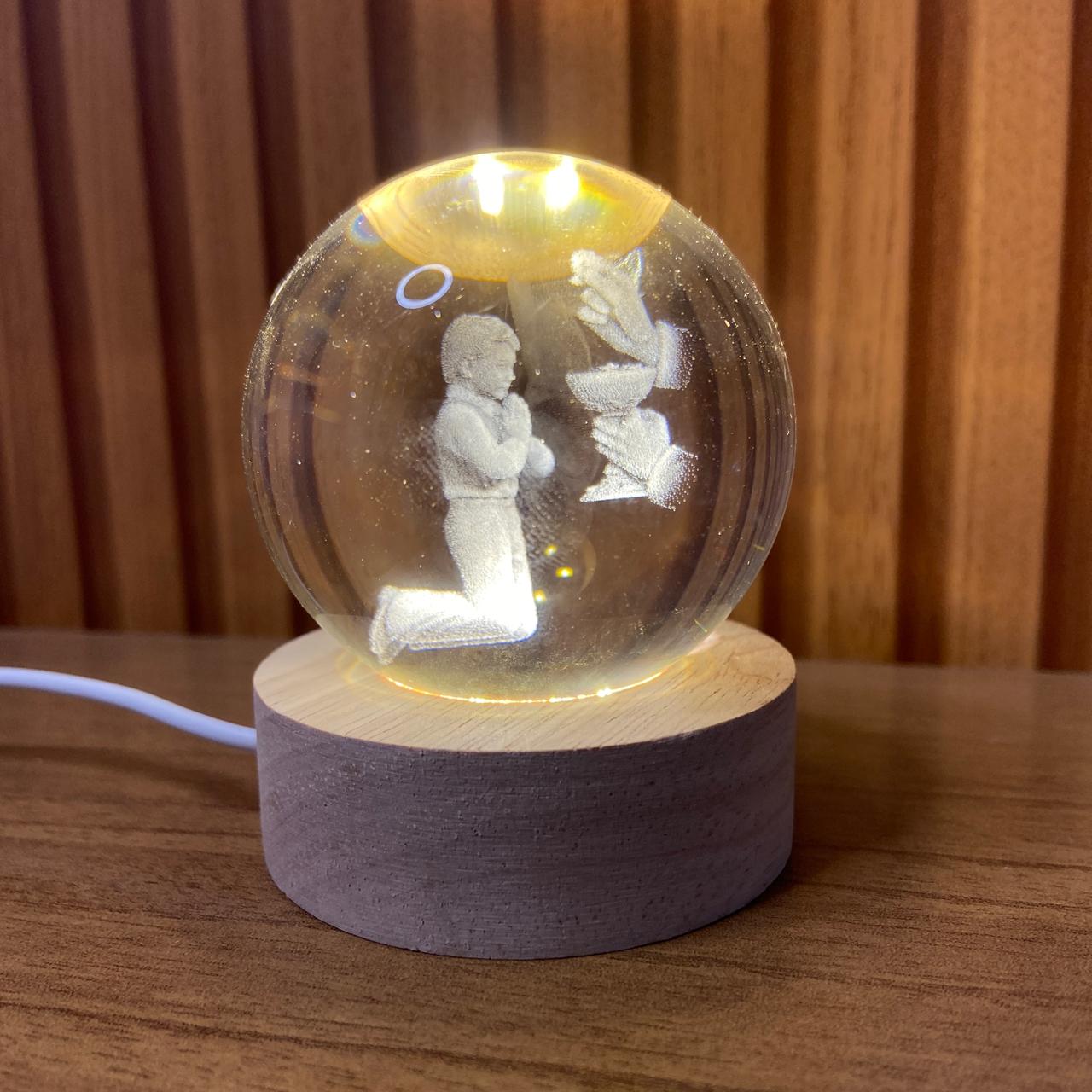 LUMINÁRIA LED BOLA DE VIDRO PRIMEIRA EUCARISTIA MENINO (1 UNIDADE)