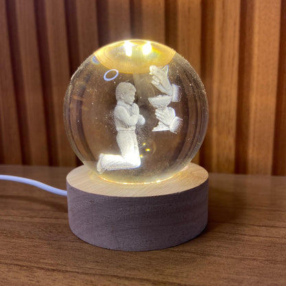 LUMINÁRIA LED BOLA DE VIDRO PRIMEIRA EUCARISTIA MENINO (1 UNIDADE)