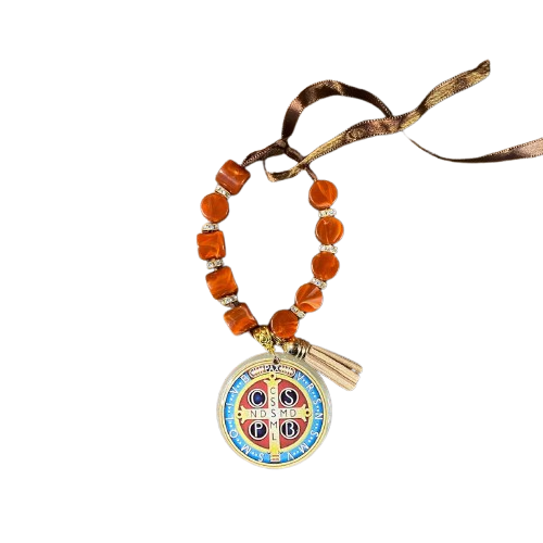 DEZENA PEDRARIAS MEDALHÃO RESINADO MEDALHA DE SÃO BENTO 12MM (1 UNIDADE)