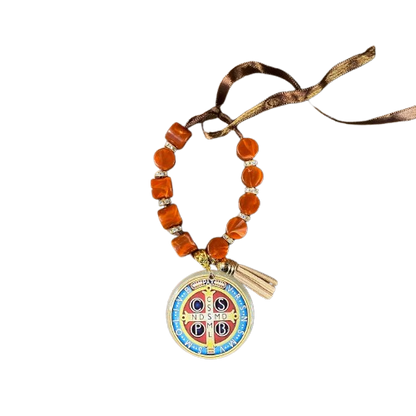 DEZENA PEDRARIAS MEDALHÃO RESINADO MEDALHA DE SÃO BENTO 12MM (1 UNIDADE)