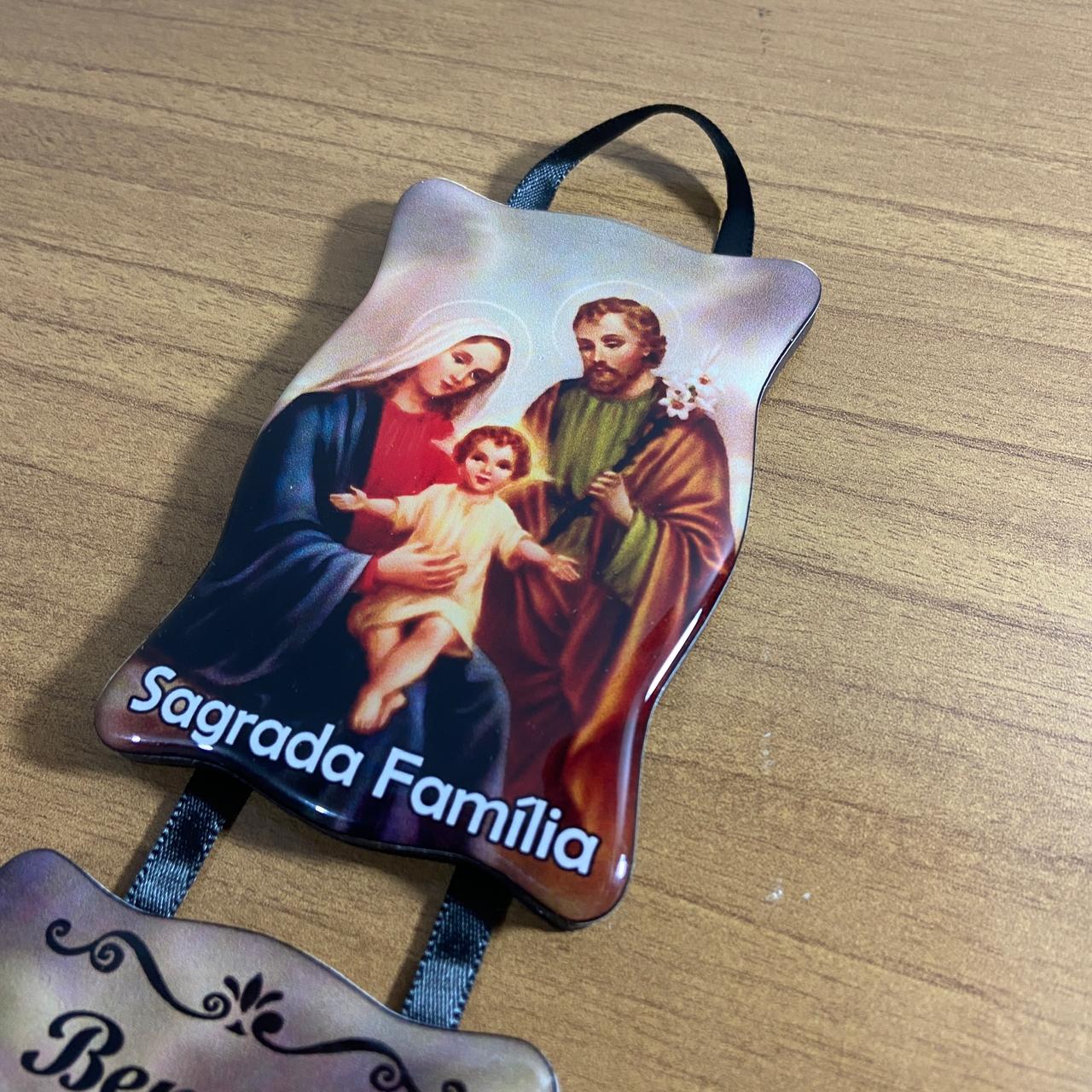 ADORNO DUPLO QUADRADO FITA SAGRADA FAMÍLIA (1 UNIDADE)