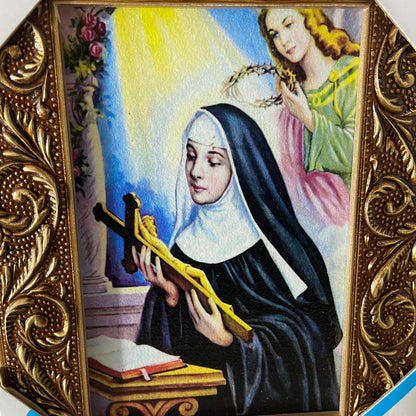 QUADRO COM MOLDURA RESINADO SANTA RITA DE CÁSSIA 20,5X15,5 (1 UNIDADE)