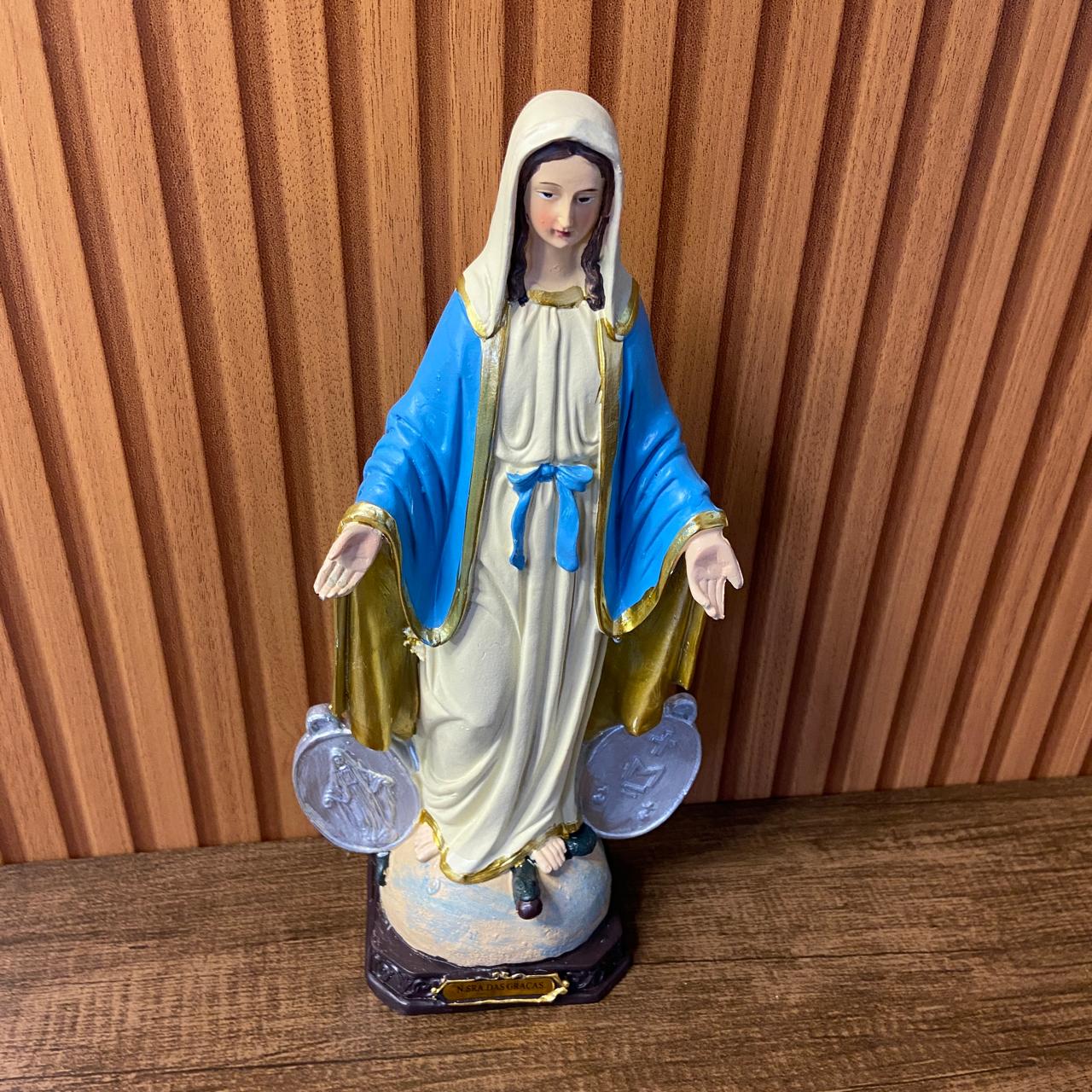 IMAGEM DE RESINA IMPORTADA NOSSA SENHORA DAS GRAÇAS MEDALHA MILAGROSA 29CM (1 UNIDADE)