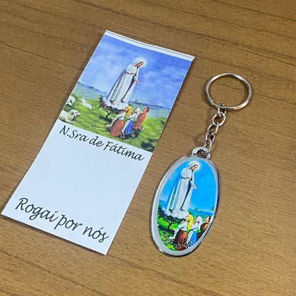CHAVEIRO METAL OVAL RESINADO NOSSA SENHORA DE FÁTIMA (6 UNIDADES)