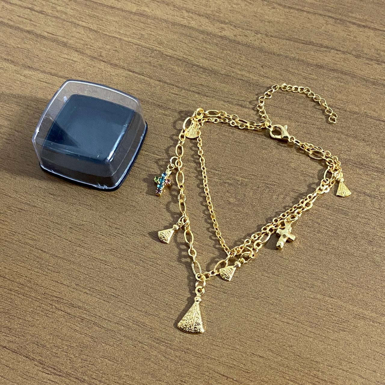 PULSEIRA DOURADA NOSSA SENHORA APARECIDA MOD3 (3 UNIDADES)