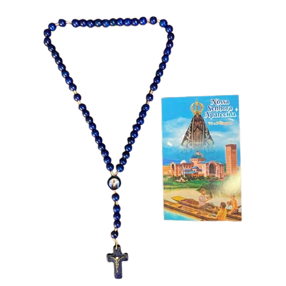TERÇO DE MADEIRA AZUL NOSSA SENHORA APARECIDA 08MM (3 UNIDADES)