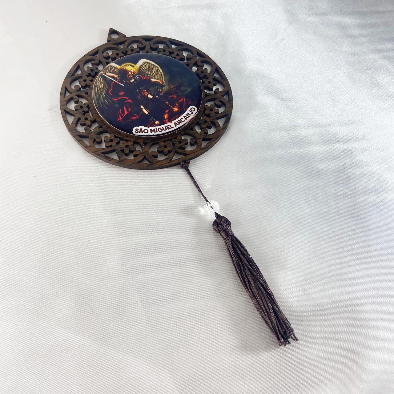 MANDALA MDF TABACO SÃO MIGUEL ARCANJO 26CM (1 UNIDADE)
