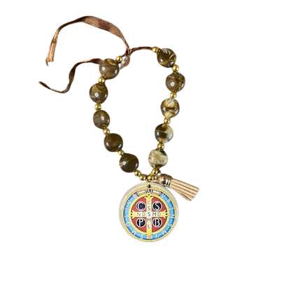 DEZENA PEDRARIAS MEDALHÃO DE RESINADO  MEDALHA DE SÃO BENTO  17MM (1 UNIDADE)