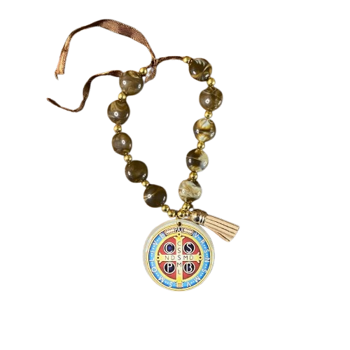 DEZENA PEDRARIAS MEDALHÃO RESINADO  MEDALHA DE SÃO BENTO  17MM (1 UNIDADE)