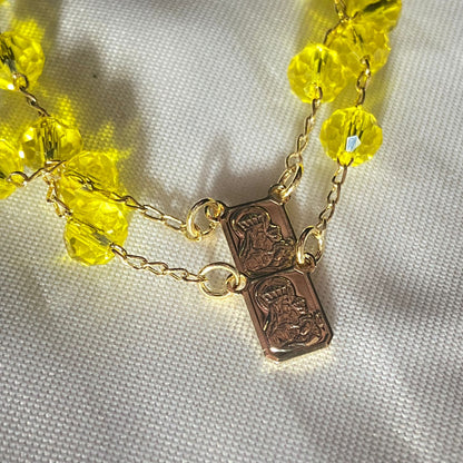 PULSEIRA ESCAPULARIO CRISTAL AMARELO TRANSPARENTE (3 UNIDADES)