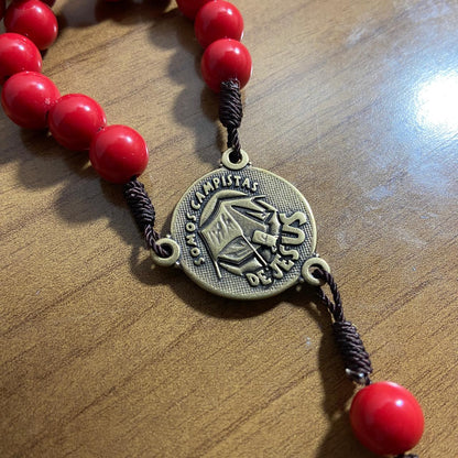 TERÇO PÉROLA VERMELHO CAMPISTA MEDALHA SÃO BENTO 10MM (1 UNIDADE)