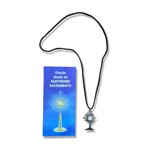 CORDÃO COM PINGENTE OSTENSÓRIO BRANCO ( 1 UNIDADE)