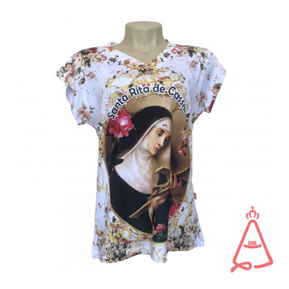 CAMISETA RELIGIOSA SANTA RITA DE CÁSSIA TAMANHO:GG (1 UNIDADE)