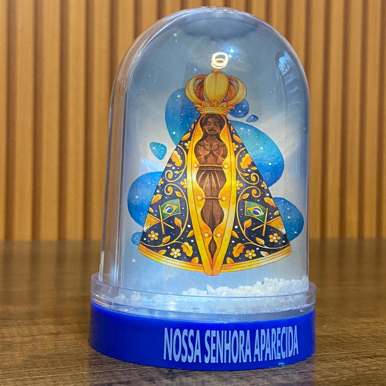 ENFEITE DE MESA GLOBO DE NEVE NOSSA SENHORA APARECIDA - MOD1 (1 UNIDADE)