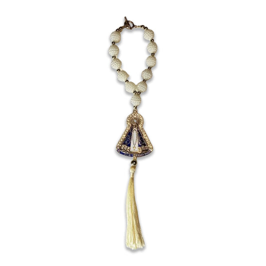 DEZENA PARA CARRO NOSSA SENHORA APARECIDA AMORA BRANCA 12MM (3 UNIDADES)