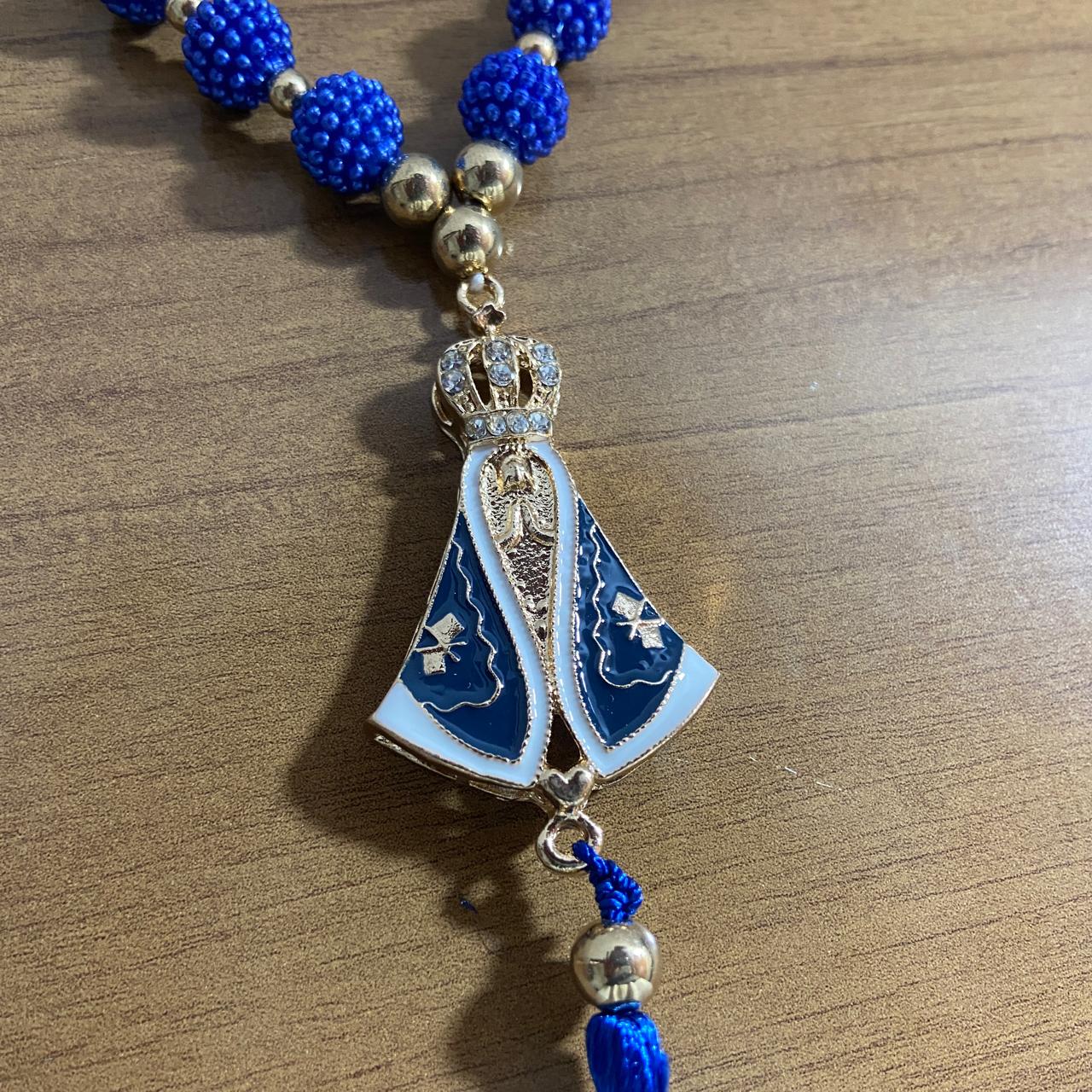 DEZENA PARA CARRO NOSSA SENHORA APARECIDA AMORA AZUL MOD2 12MM (3 UNIDADES)