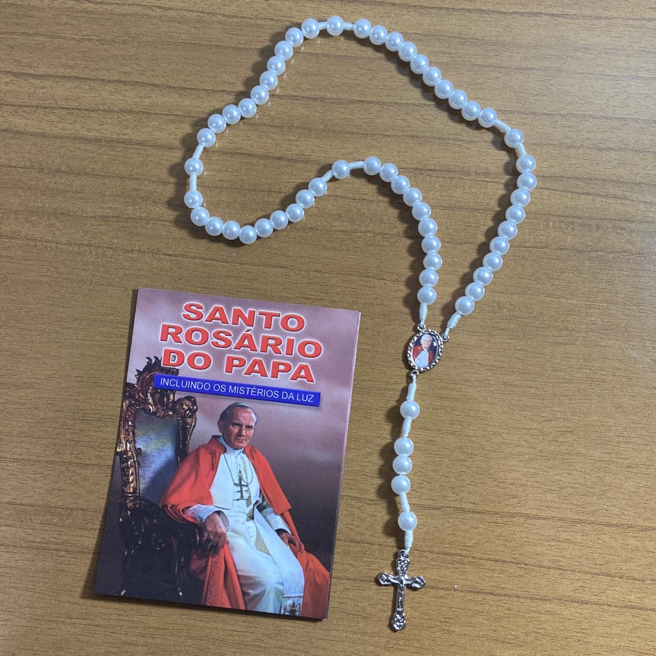 TERÇO PÉROLA PAPA JOÃO PAULO II 8MM (1 UNIDADE)