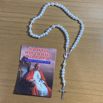 TERÇO PÉROLA PAPA JOÃO PAULO II 8MM (1 UNIDADE)