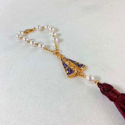 DEZENA PARA CARRO NOSSA SENHORA APARECIDA PEROLA 08MM (6 UNIDADES)